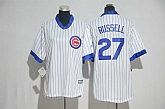 Women Chicago Cubs #27 Addison Russell White Pinstripe Cooperstown New Cool Base Stitched Jersey,baseball caps,new era cap wholesale,wholesale hats